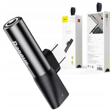 BASEUS USB-C na Mini Jack 3,5 mm audio adapter + USB-C (crni)