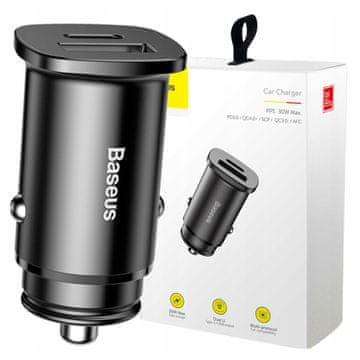BASEUS Square PPS QC4.0 / PD3.0 auto punjač 5A 30W (crni)