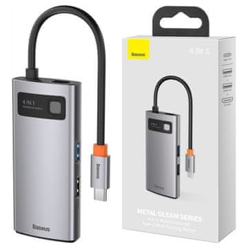 BASEUS Metal Gleam Series 4u1 hub, USB-C na USB 3.0 + USB 2.0 + HDMI + USB-C PD