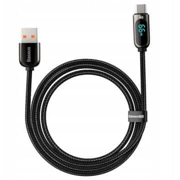 BASEUS Display USB na USB-C kabel, 66 W, 1 m (crni)