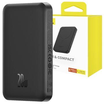 BASEUS Magnetic Mini Power Bank 5000mAh, USB-C 20W (Crna)