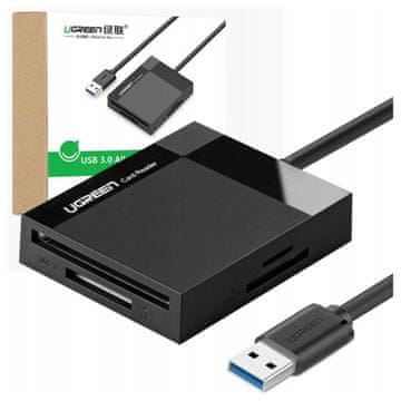 Ugreen CR125 4-u-1 USB 3.0 čitač kartica, 0,5 m (crni)