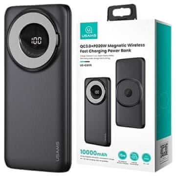 USAMS Powerbank PB62 10000mAh 20WQC3.0+PD Magnetsko bežično brzo punjenje crno/crno 10KCD17101 (US-CD171)