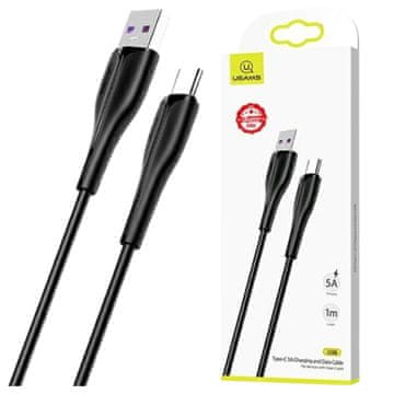 USAMS kabel U38 USB-C 5A brzo punjenje za OPPO/HUAWEI 1m crno/crno SJ376USB01 (US-SJ376)