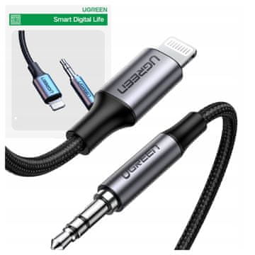 Ugreen audio kabel AUX MFI Lightning - 3,5 mm mini priključak 1 m sivi (70509)
