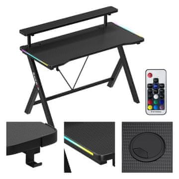 Huzaro Huzaro Hero 1.9 RGB Gaming radni stol, crni, s policom