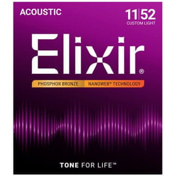 Elixir EL5 Elixir 16027 Phosphor Bronze Custom Light (11-52) NW