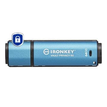 KIN Kingston IronKey Vault Privacy 50 USB stick 64GB, AES-256 enkripcija, IPX8
