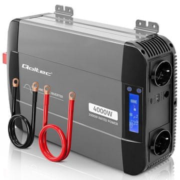 Qoltec Qoltec Pure Sine Wave pretvarač napona 12V u 230V, 2000/4000W, LCD, USB, USB-C