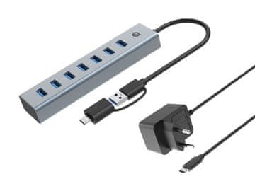 Conceptronic Conceptronic HUBBIES21GP USB 3.0 Hub s napajanjem, 7 portova, Siva