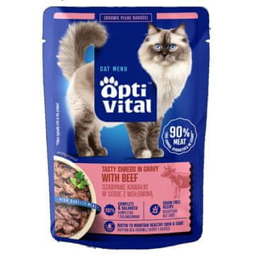 slomart OPTIVITAL Tasty shreds u umaku s govedinom - mokra hrana za mačke - 85g