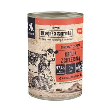 Wiejska Zagroda WIEJSKA ZAGRODA mokra hrana za mačiće s kunićem i teletinom - 400g