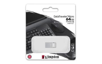 slomart Kingston DataTraveler Micro 64 GB USB 3.2 Srebrni
