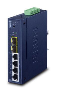 slomart PLANET IGS-624H industrijski mrežni prekidač, 4-portni Gigabit, L2/L4, plavi