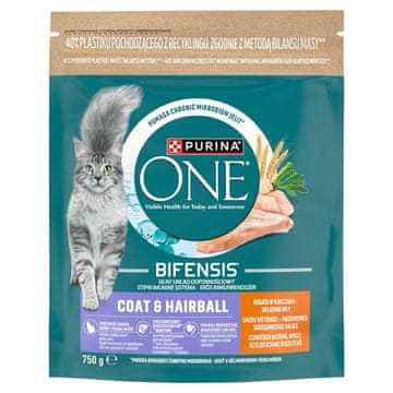 Purina PURINA One Bifensis Coat & Hairball s piletinom - hrana za mačke - 750g