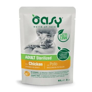 Oasy OASY Kockice u umaku za sterilizirane mačke Piletina - 85g