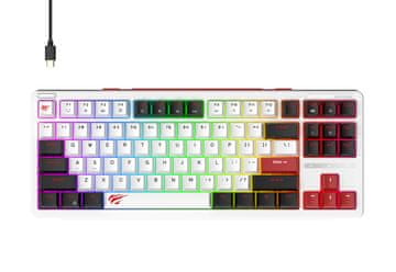 Hav Havit KB902L Gaming tipkovnica, 88 tipki, RGB LED, crna/crvena/bijela