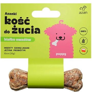 slomart AZANKI Kost s insektima i probioticima za štence – Poslastica za pse – 10 cm
