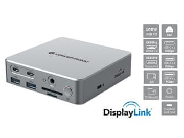 Conceptronic Conceptronic DONN25G 15-u-1 priključna stanica USB 3.2 Gen 2, trostruki 4K60Hz