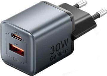 Vention Vention 30W GaN punjač, 1x USB-A, 1x USB-C (crni)