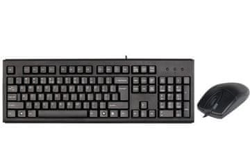 A4Tech A4T KM-720620D žična tipkovnica + miš, USB, QWERTY, crna