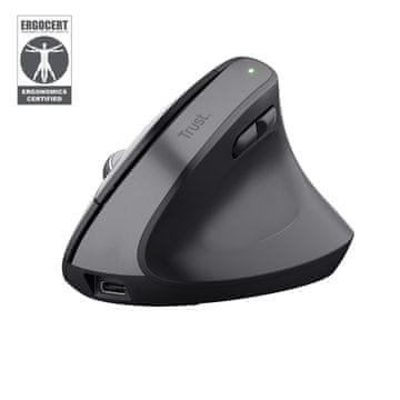 Trust Trust Bayo+ bežični + Bluetooth miš (vertikalni, desnoruki) - crni