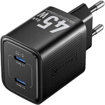 Vention Vention 45W PD GaN punjač, 2x USB-C (crni)