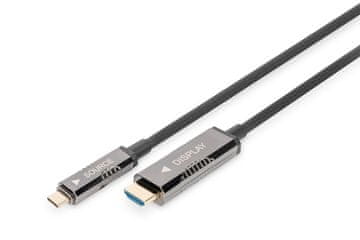 Digitus Digitus USB-C na HDMI AOC adapter kabel, 20m, Crni