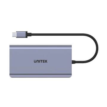 Unitek Unitek D1019B USB-C hub 8u1, PD 100W, 4K, sivi
