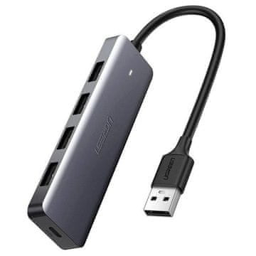 Ugreen Ugreen 4-u-1 USB-C Hub adapter na 4x USB 3.0 + USB-C, Siva