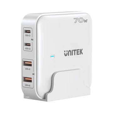 slomart Unitek P1228AWH01-EU GaN mrežni punjač, 70W, 2x USB-C, 2x USB-A