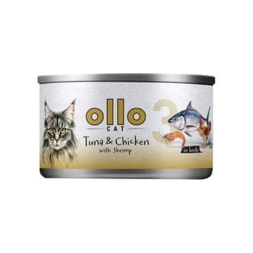 CAT OLLO Cat br. 3 Tuna & Piletina sa škampima u umaku - mokra hrana za mačke, 70g
