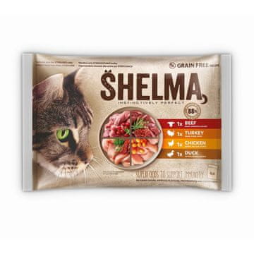 SHELMA SHELMA mokra hrana za mačke, piletina, puretina, govedina i patka - 4x85g