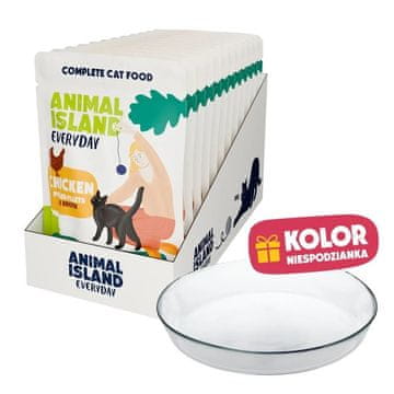 Animal ANIMAL ISLAND Everyday Piletina u juhu - mokra hrana za mačke, 12x85g + besplatni tanjurić