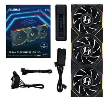 Lian Li Lian Li UNI FAN TL LCD Reverse Blade 120 mm RGB PWM ventilator, 3-dijelni komplet, crni