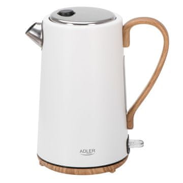 Adler ADLER AD 1352 električno kuhalo, 1.7 L, bijelo/drvo