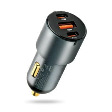 slomart EAV auto punjač CC-40Q USB QC3.0 + 2x USB-C PD 60W, crni