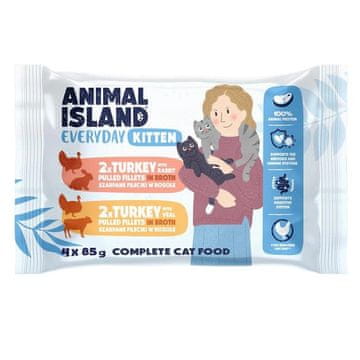 Animal ANIMAL ISLAND Everyday Kitten Turska s kunićem i teletinom - mokra hrana za mačke - 4x85g
