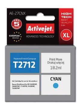 slomart Activejet AE-27CNX cijano tinta (zamjena za Epson 27XL T2712; Supreme; 18.2 ml)