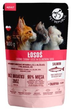 PET PET REPUBLIC Mokra hrana za odrasle mačke - losos sitno sjeckan - 100g