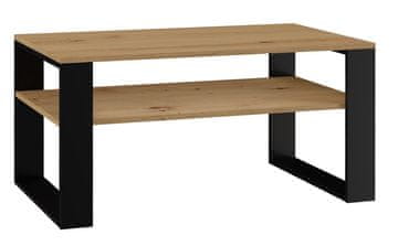 Topeshop Topeshop MODERN 1P ART CZ stol za kavu, pravokutni, s policom, crne noge