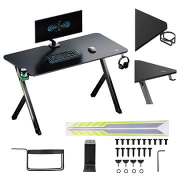 NanoRS NanoRS Gaming Stol RS101, crna, s kukom za slušalice i držačem za čašu, do 75kg, 1200x600x750mm
