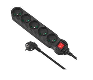 Maclean Produžni kabel Maclean MCE185, crni, 5 utičnica, 5m