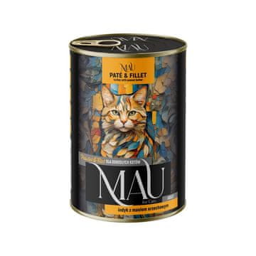 dnt MAU Pašteta i Odresci Puretina s maslacem od kikirikija - mokra hrana za mačke - 400g