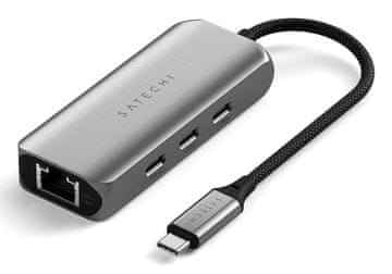 Satechi Satechi 4-u-1 USB-C Hub, 3x USB-C, 1x Ethernet 2.5Gb, aluminij, sivi