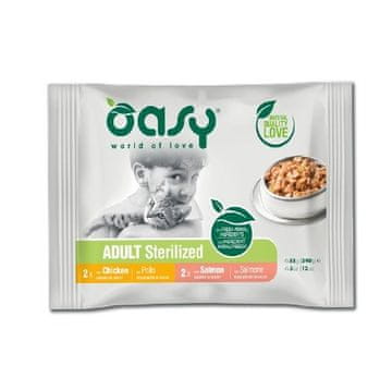 Oasy OASY Chunks mokra hrana za sterilizirane mačke - Multipack raznoliki okusi, 4x85g