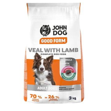 John JOHN DOG Good Form Srednje i velike pasmine Teletina s janjetinom - 3 kg