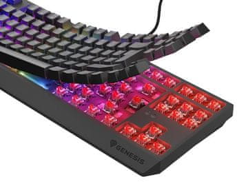 slomart GENESIS THOR 230 TKL Gaming tipkovnica Mehanička Outemu Red, DE, RGB, Hot Swap, crna