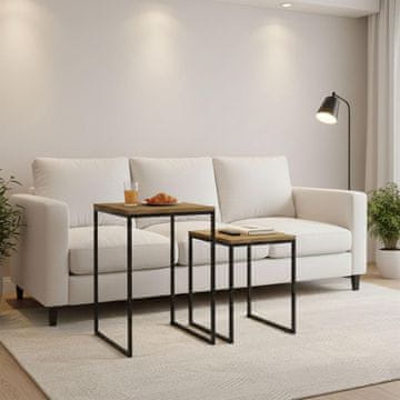 Northix Set od 2 stolića za kavu s drvenim izgledom