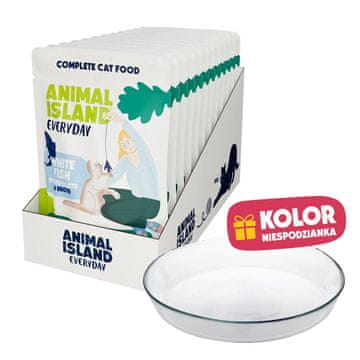 Animal ANIMAL ISLAND Everyday bijela riba u juhu - mokra hrana za mačke, 12x85g + besplatni tanjurić